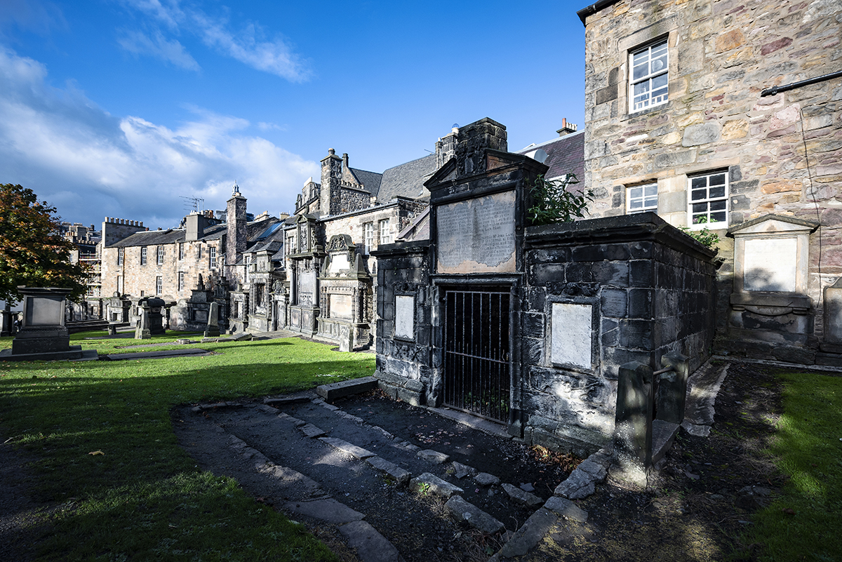 Grave with mortsafe in Greyfriars Kirkyard Edinburgh