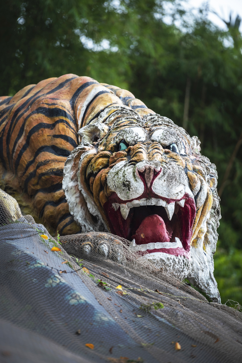 Wat te doen in Singapore: standbeeld van tijger in haw par villa