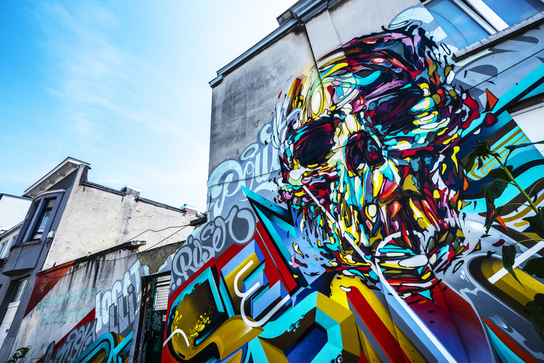 Street Art in Antwerpen - Skull Graffiti by Steve Locatelli, Rise One, ea